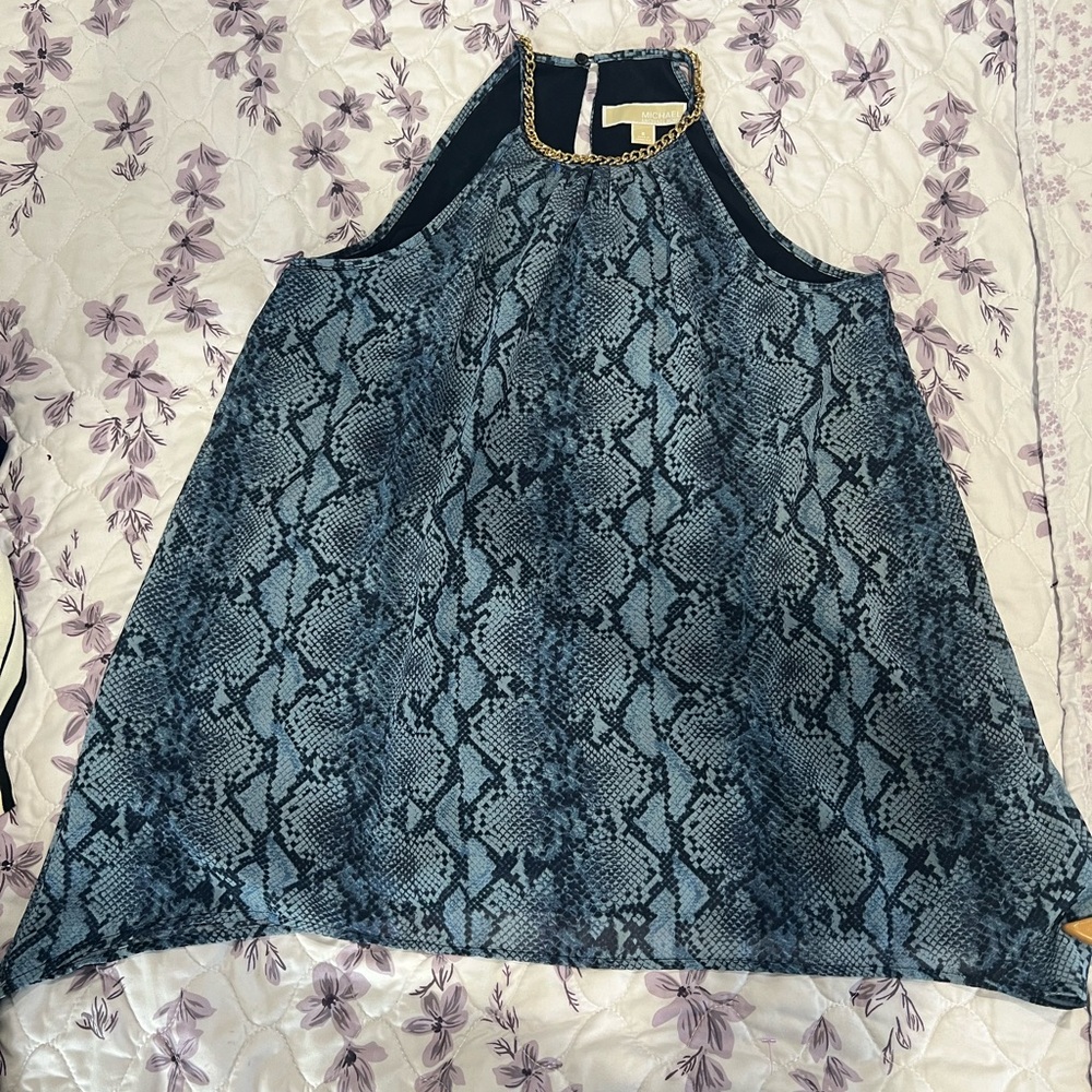 MICHAEL Michael Kors Blue Snake Print Blouse